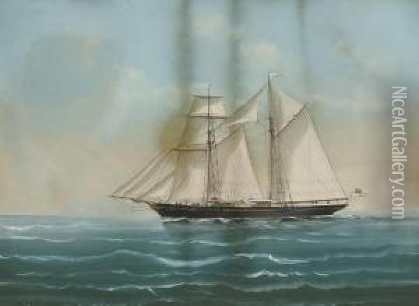 The Royal Yacht Squadron's Schooner Oil Painting - Luigi Roberto