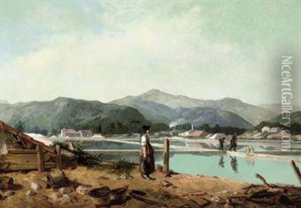 Gathering Water At The Reservoir, Hyeres, France Oil Painting - Philippe-Auguste Jeanron