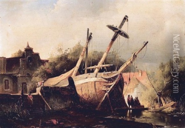 Shipwreck Oil Painting - Hermanus Koekkoek the Elder