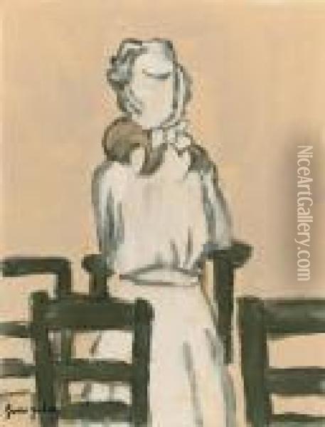 Girl Standing In A Church Oil Painting - Gwendolen John