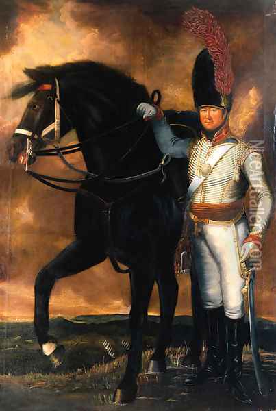 Portrait of Captain Christopher Dunkin of the Surrey Yeomanry Oil Painting - English School