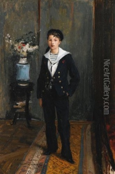 Portrait Of A Young Boy Oil Painting - Jules Bastien-Lepage