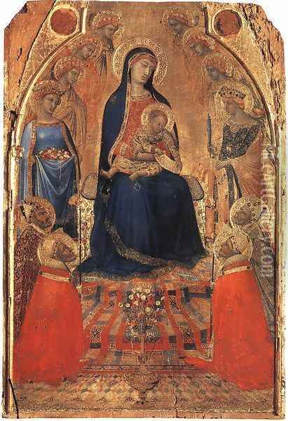 Small Maestà Oil Painting - Ambrogio Lorenzetti