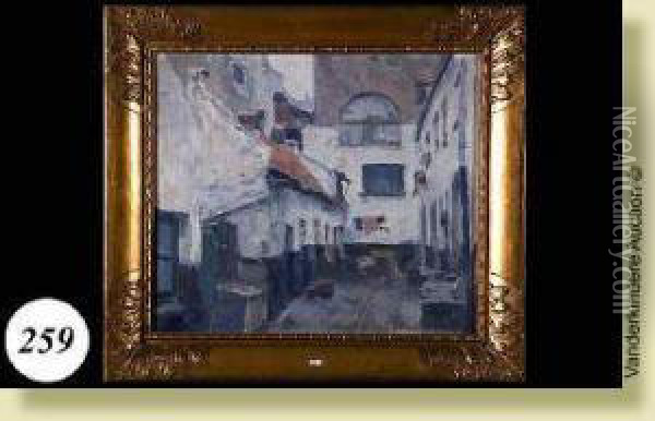 Vieille Rue De Bruxelles Oil Painting - Gaston Haustrate