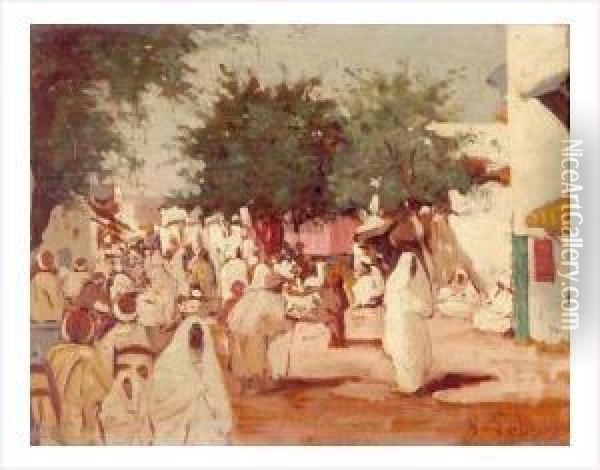Place En Tunisie Oil Painting - Georges Le Mare