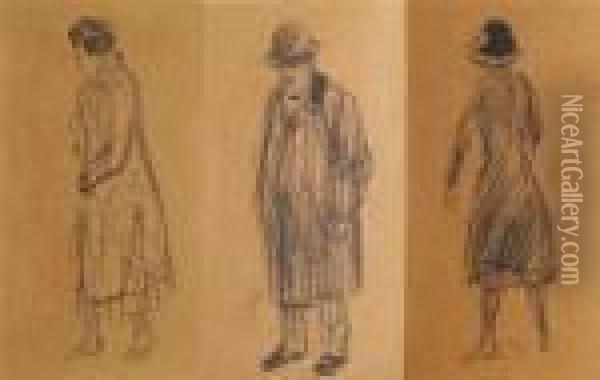 Figural Sketches Oil Painting - William Glackens