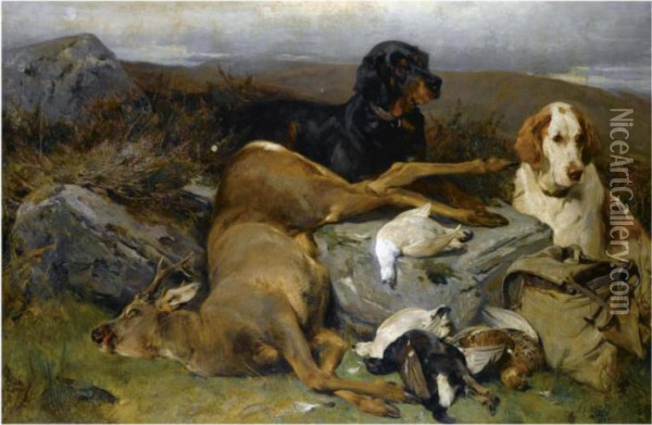 Guarding The Day's Bag Oil Painting - John Sargent Noble