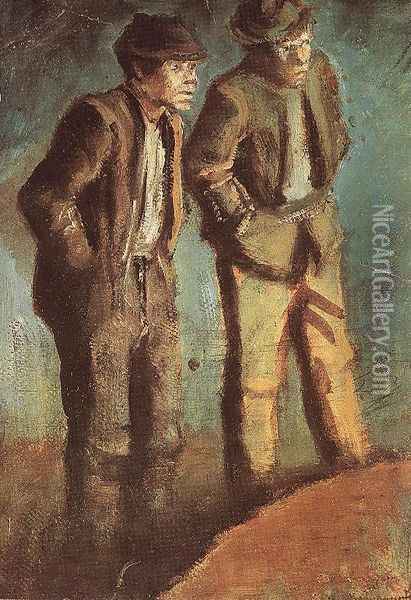 Two Tramps Prying c. 1910 Oil Painting - Laszlo Mednyanszky