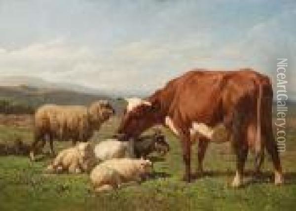 Cattle On The Pastures Oil Painting - Louis Marie Dominique Romain Robbe