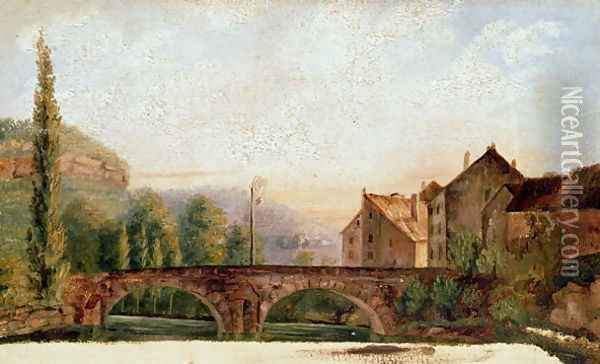 The Pont de Nahin at Ornans, c.1837 Oil Painting - Gustave Courbet