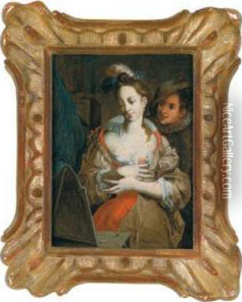 Signora Allo Specchio Oil Painting - Johannes, Jan Tilius