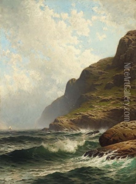 Along A Rocky Coast, Grand Manan Oil Painting - Alfred Thompson Bricher