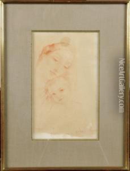 Mere Et Enfant Oil Painting - G.A. Turner