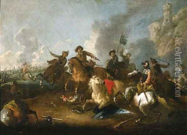 A cavalry skirmish Oil Painting - Jacques Courtois