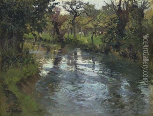 On The Banks Oil Painting - Fritz Thaulow