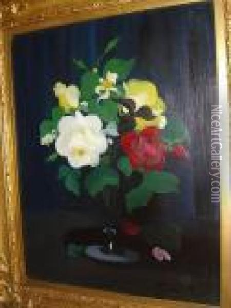 Yellow, Red And White Roses Oil Painting - James Stuart Park
