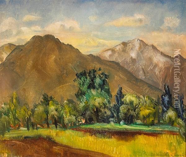 Wasatch Mountains, Utah Oil Painting - Rinaldo Cuneo