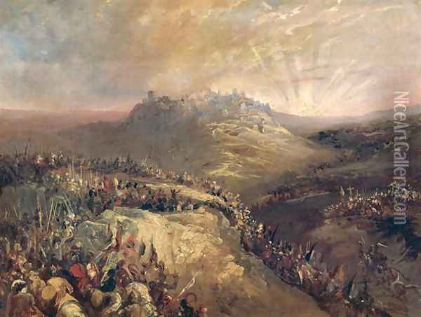 The Crusaders Before Jerusalem Oil Painting - Eugenio Lucas Velazquez