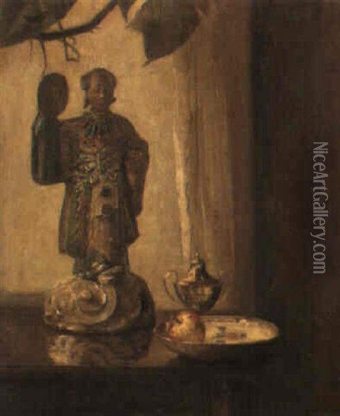 Stilleben Med Statyett Oil Painting - Carl Vilhelm Holsoe