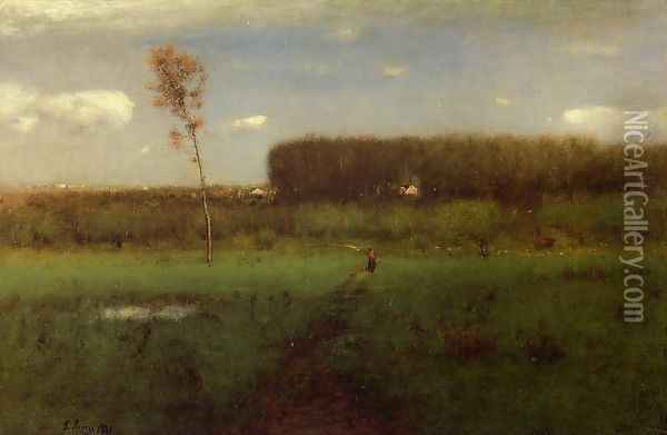 October Noon Oil Painting - George Inness