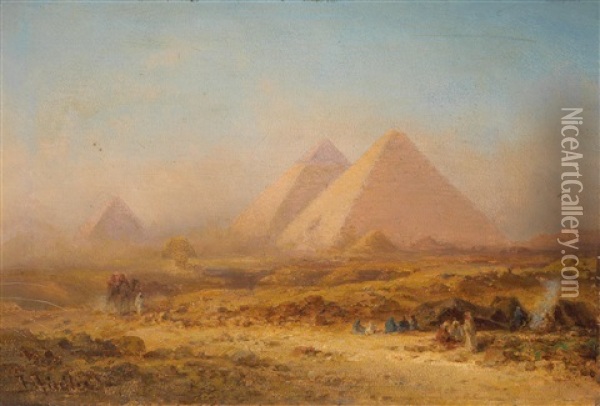 Die Pyramiden Von Gizeh Oil Painting - Bernhard H. Fiedler