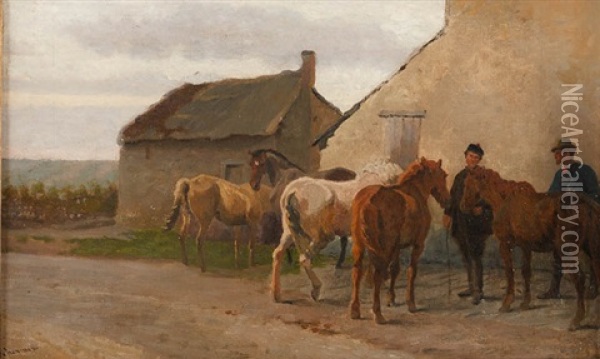 Pferdehandler Oil Painting - Cornelis Albert Johannes Schermer