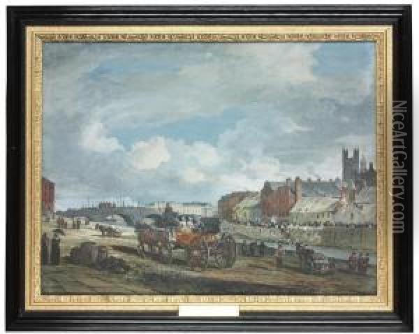 A View From Bank Place Oil Painting - William Turner De Lond