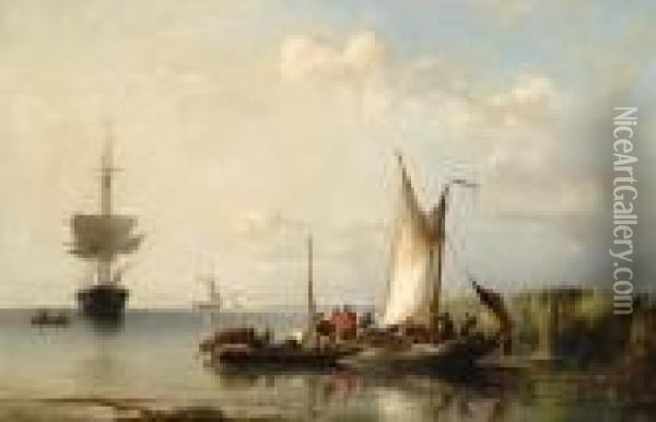 Hoisting The Sails Oil Painting - Nicolaas Riegen