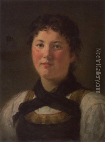 Brustportrait Eines Jungen Madchen Oil Painting - Theodor Von Der Beek