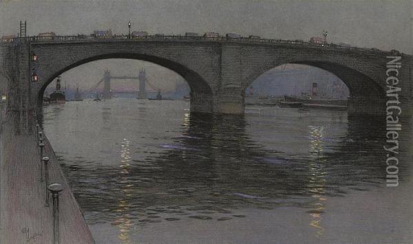 London Bridge Oil Painting - Cecil Charles Aldin