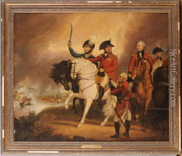 George Iii Reviewing The 3rd Or Prince Of Wales's Dragoon Guards Oil Painting - Sir William Beechey