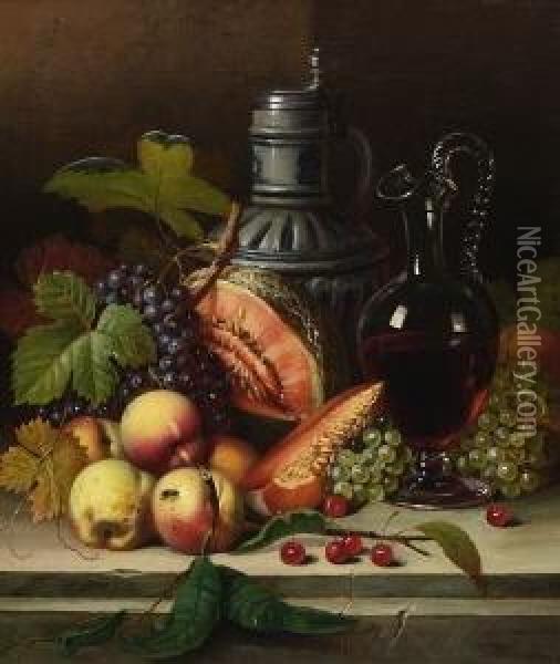 Fruchtestillleben. Oil Painting - Josef Correggio