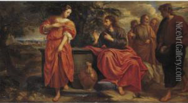 Christ And The Samaritan Woman At The Well Oil Painting - Jacob Ii Van Oost