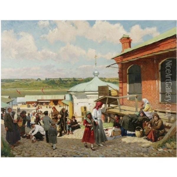 View Of Plyos Oil Painting - Alexandr Vladimirovich Makovsky