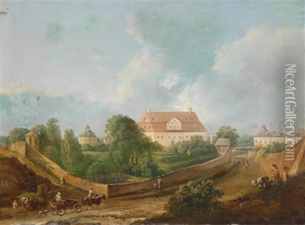 Weite Landschaft Bzw. Landschaft Mit Einem Herrenhaus (pair) Oil Painting - Johann Christian Brand