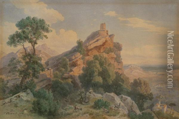 Der Turm Des Seneca Auf Korsika Oil Painting - Carl Hummel