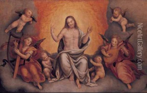 Cristo In Gloria Tra Gli Angeli Oil Painting - Bernardino Lanino