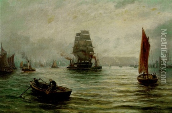 In The Clyde - Harbor Scene Oil Painting - Bernard Benedict Hemy