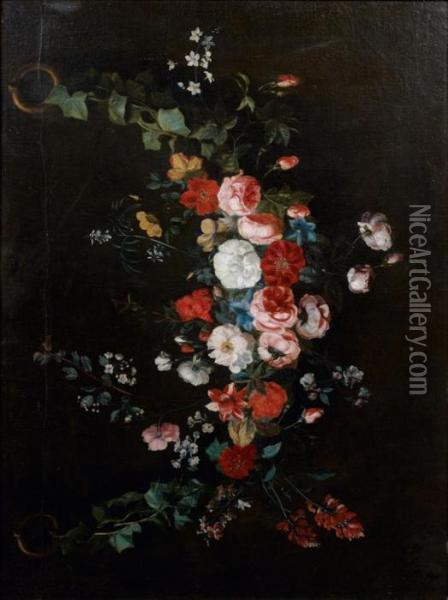 Guirlande De Fleurs Suspendue A Deux Anneaux Oil Painting - Gerard Seghers