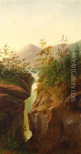 Mountain Lake And Waterfall Oil Painting - Grafton Tyler Brown