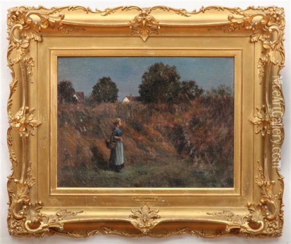 Woman In A Field Oil Painting - Paul Cornoyer