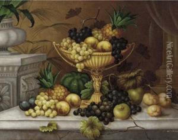 Still Life Of Grapes Oil Painting - Edwin Steele