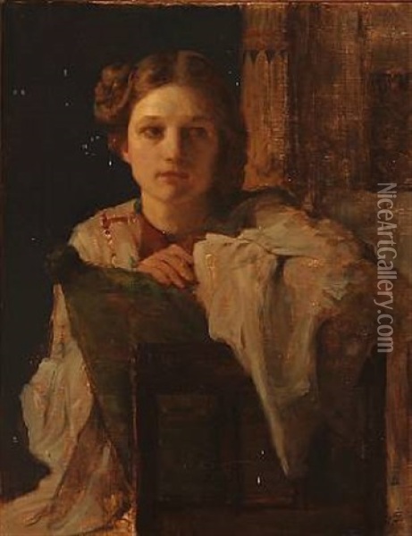 Portrait Of A Young Woman Oil Painting - Frans Schwartz