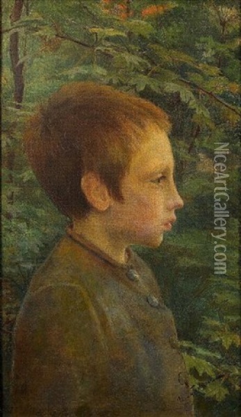 Young Boy In The Woods Oil Painting - Ilia Galkin