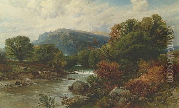 On The Llugwy, Vale Of Bettws, North Wales Oil Painting - Frederick William Hulme