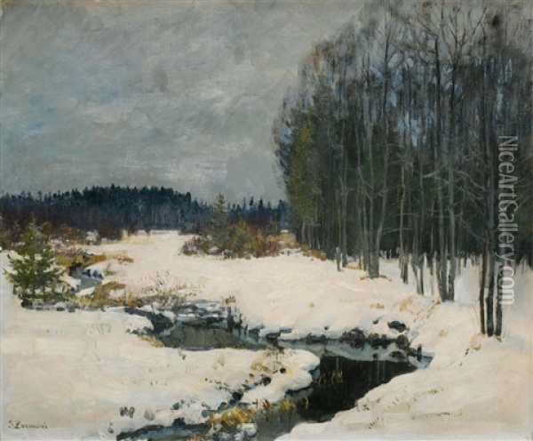 Slavic Forest Oil Painting - Stanislav Yulianovich Zhukovsky