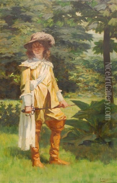 Chevalier Dans Un Paysage Oil Painting - Gustave Vanaise