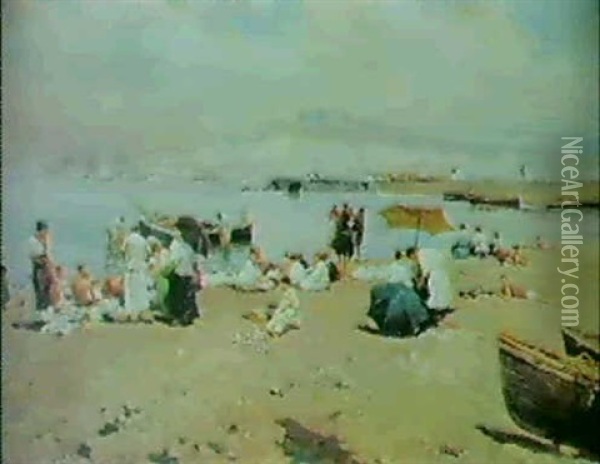 Bagnanti Nel Golfo Di Napoli Oil Painting - Attilio Pratella