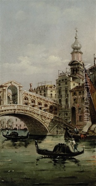 Die Rialtobrucke In Venedig Oil Painting - Marco Grubas