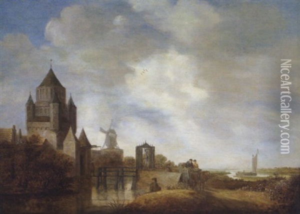 Blick Auf Die Klijne Houtpoort In Haarlem Oil Painting - Wouter Knijff
